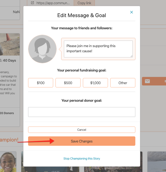 edit message admin page settings