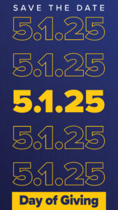 5.1.25 numbers cascading down, Day of Giving wordmark at the bottom
