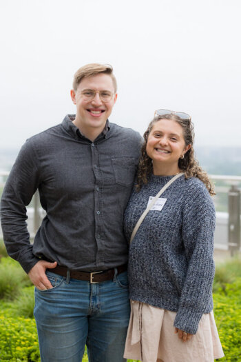 A man and woman pose for a photo at the George Eastman Circle Family Celebration, held April 30, 2023, within Washington, DC.