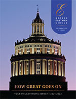 2021-2022 Your Philanthropic Impact Cover - Rush Rhees in quad