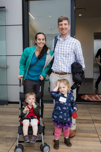 A couple pose with their two children at the George Eastman Circle Family Celebration, held April 30, 2023, within Washington, DC.