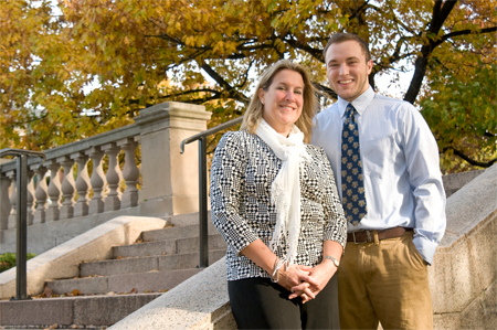 Carol Duquette ’85, ’03S (MBA), P’18 and her son, Sidney Duquette ’18