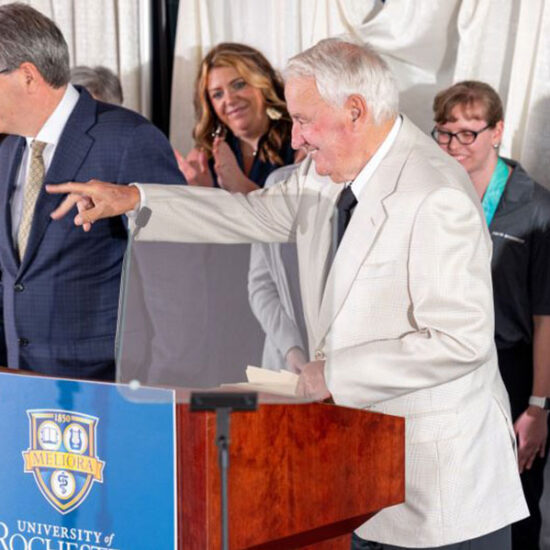 Entrepreneur, philanthropist, and civic leader B. Thomas “Tom” Golisano making a historic $50 million commitment to the university of rochester.
