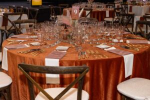 set table with many empty wine glasses