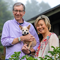 Roger Mills Gilbert ‘80M (MD) , Lulu Wong-Gilbert and Oscar