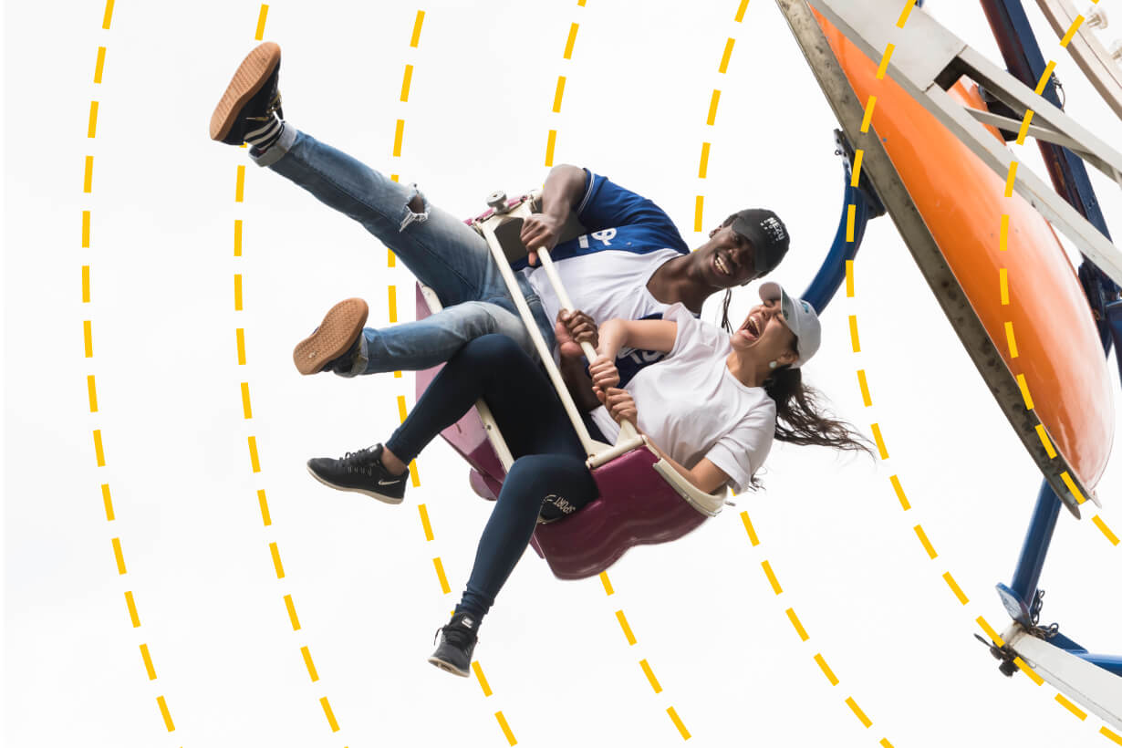 University of Rochester students on a ferris wheel