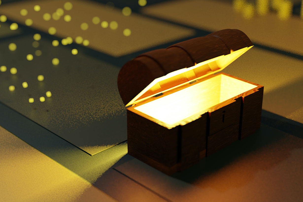 Opened treasure chest glowing