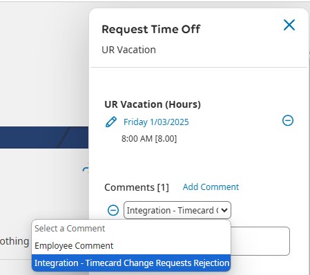 UKG request time off menu 