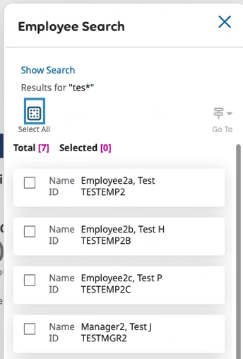 UKG employee search results