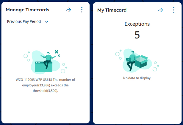 UKG screengrab of the timecard widget.