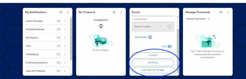 UKG in punch dropdown selections