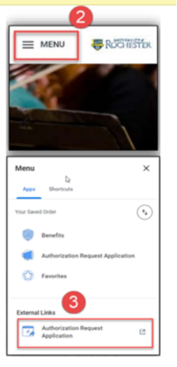 Workday screenshot of the Authorization Request Application