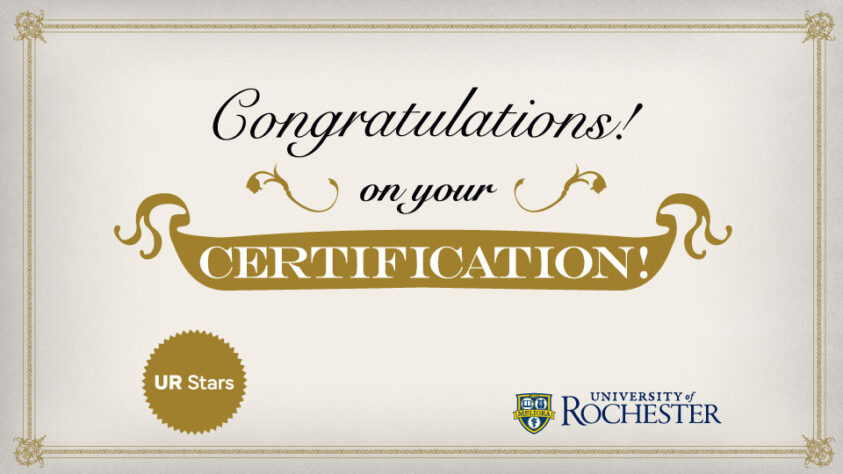 UR Stars e-card: Congratulations on your certification!