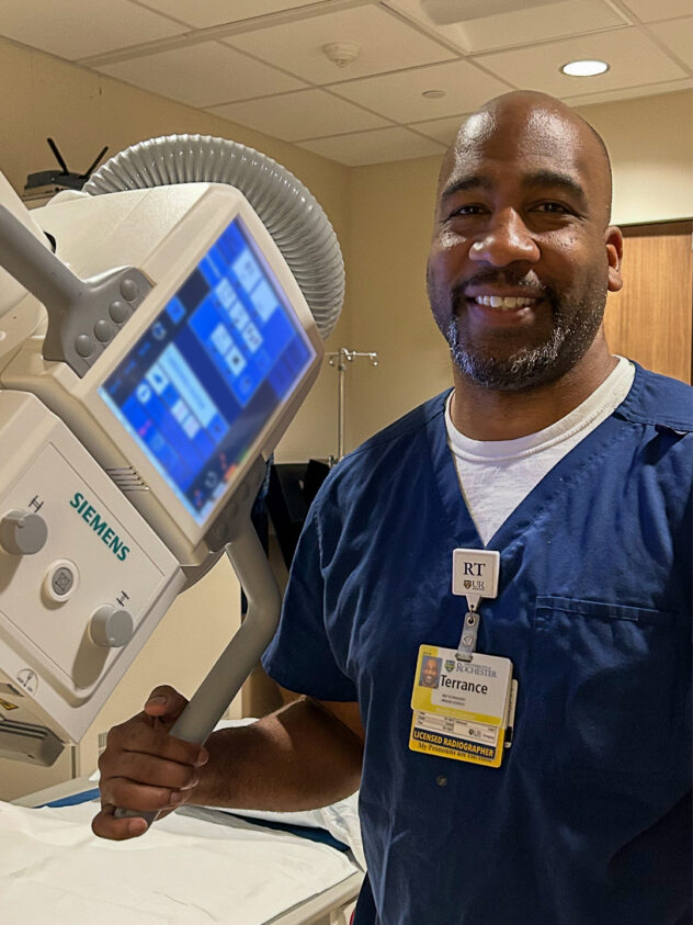 Terrance Cooper shows the Siemens Ysio control unit, part of a digital radiography (X-ray) system.