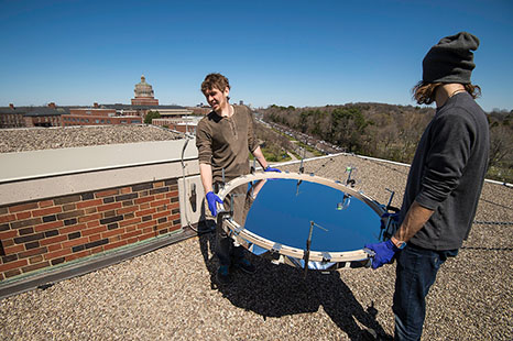 Students experimenting with solar power