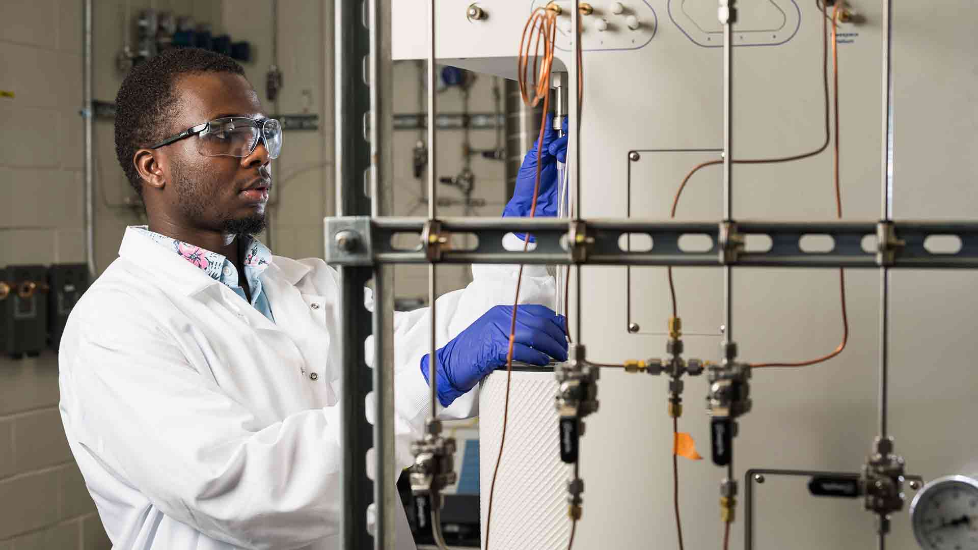 Male student in engineering lab