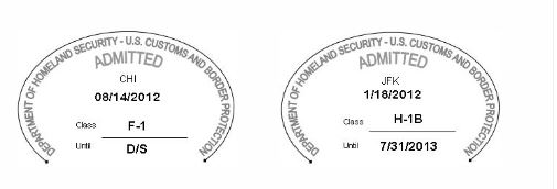 An example of US port of entry stamps