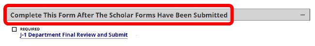 A screenshot of the "Complete This Form After the Scholar Forms Have Been Submitted" screen in URcompass