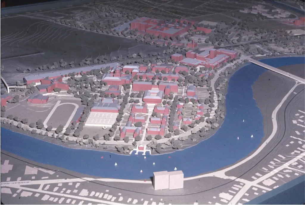 3-D model of the 1964 Master Plan for the University of Rochester.