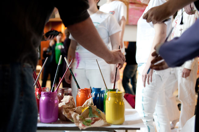 paint pots and brushes