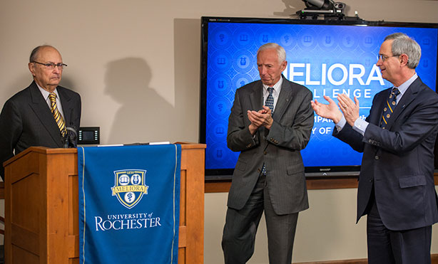 Feature image Men in front of Meliora Challenge sign