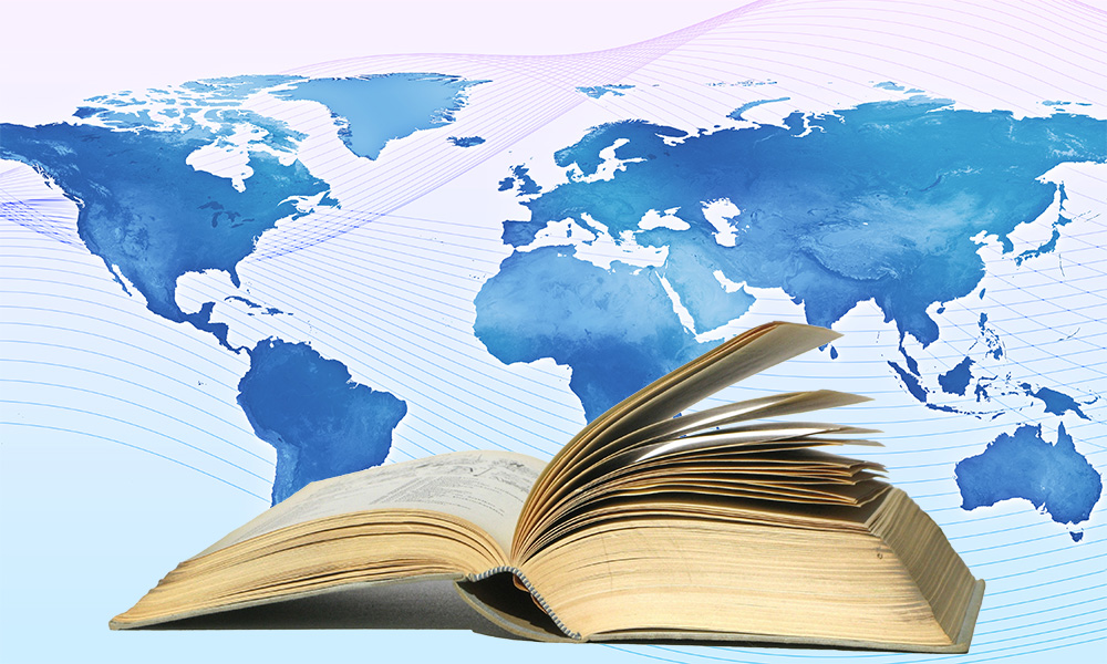 Feature image book overlaying world map