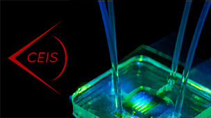 Feature image laser beams emerge from chip near CEIS logo