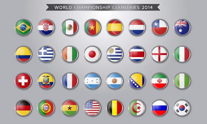 Feature image graphic showing flags of nations participating in soccer World Cup 2014