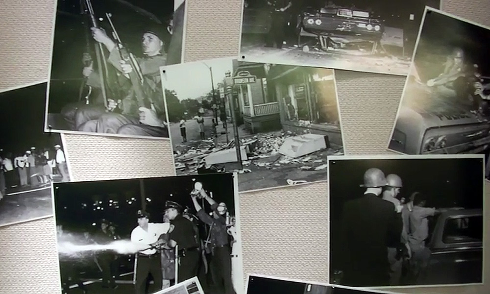 Feature image photo collage of many historic images from the riots in Rochester in 1964