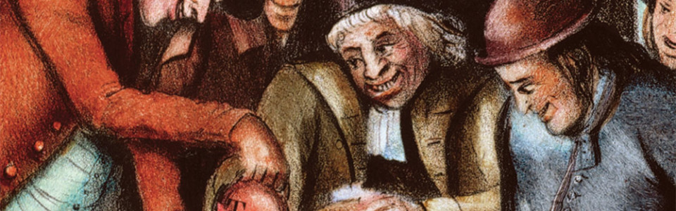 Patriots pouring tea down a man's throat