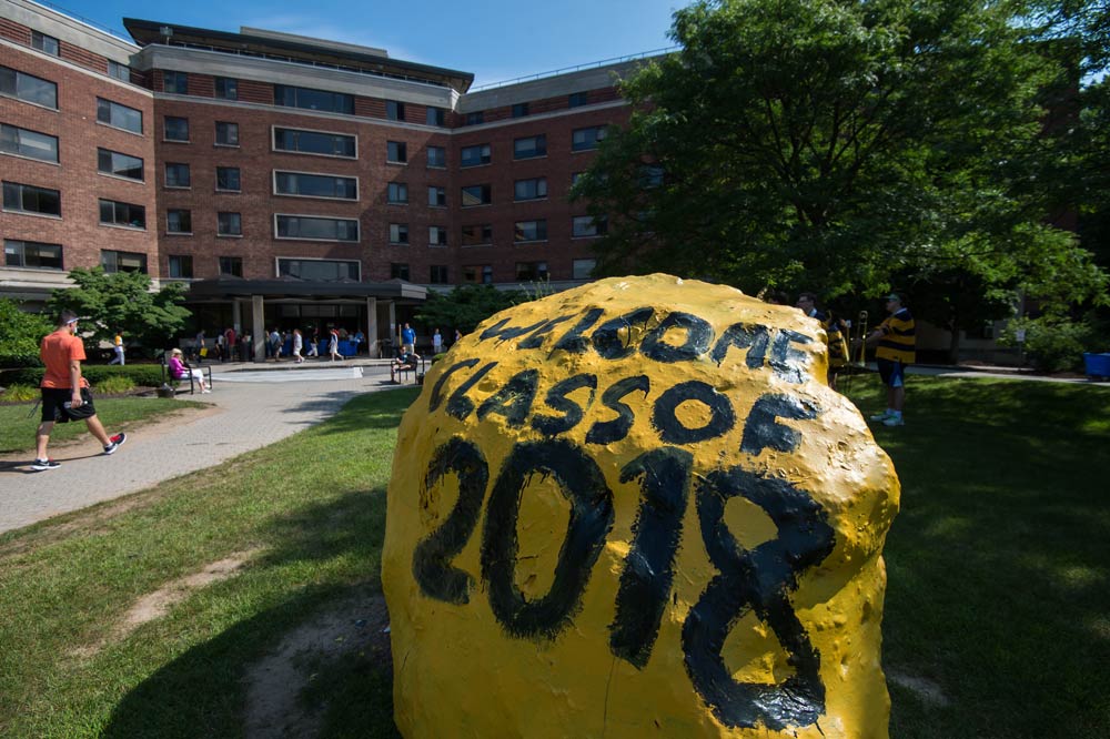large rock has Class of 2018 painted on it