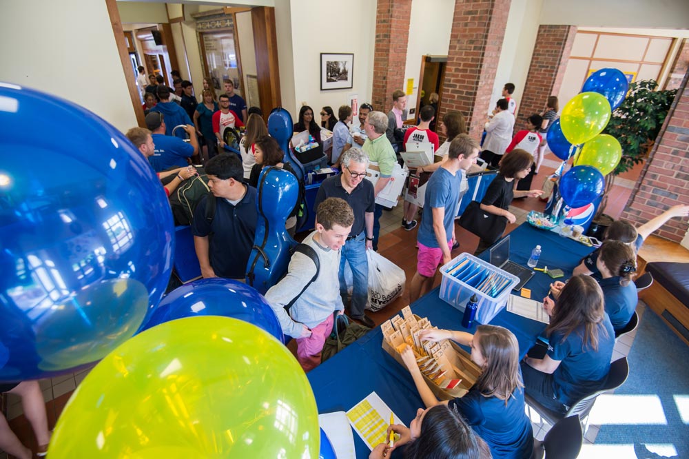 large group of students in the Eastman Student Living Center