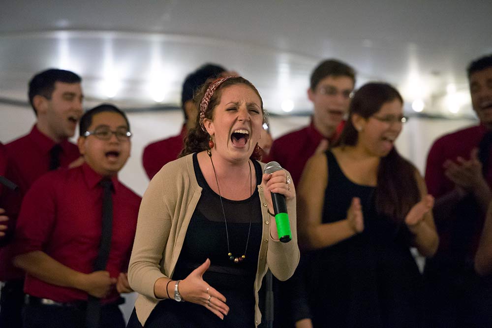 young woman singing