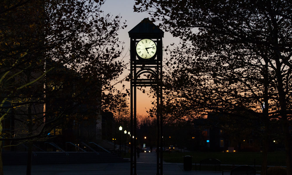 Feature image clock tower at sunset
