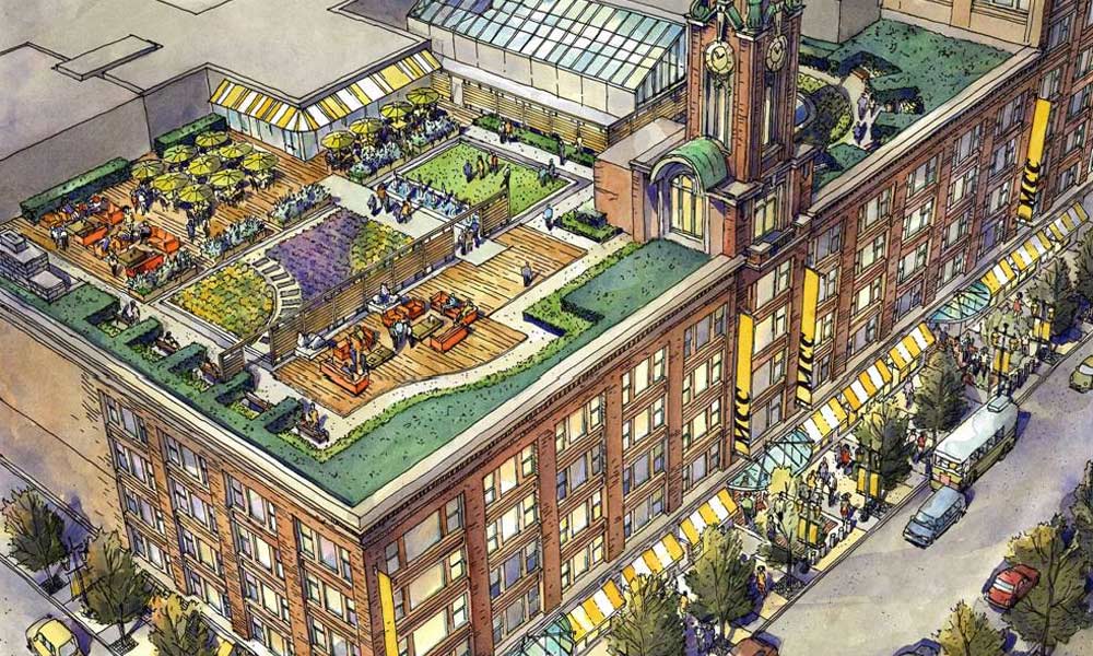 Feature image artist drawing of renovated downtown building
