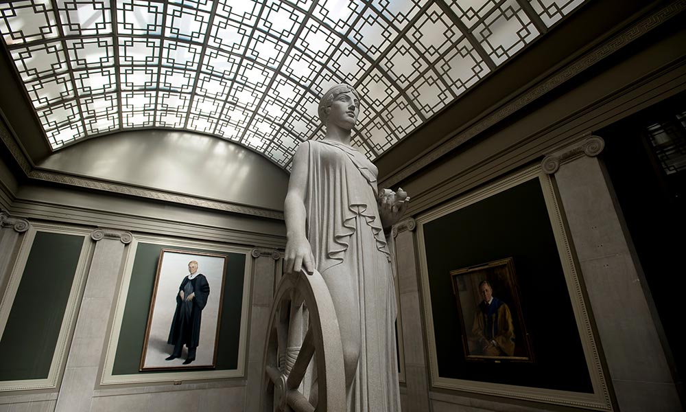 Feature image statue of Industry in Rush Rhees Library