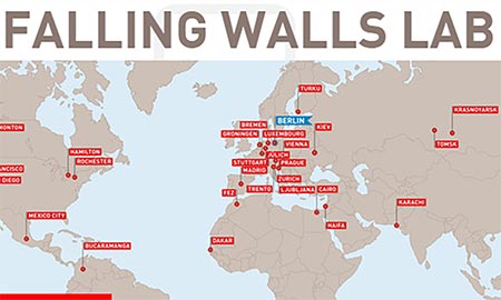 map graphic showing the locations of Falling Walls Labs around the world