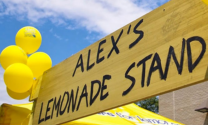 Feature image sign says Alex's Lemonade Stand