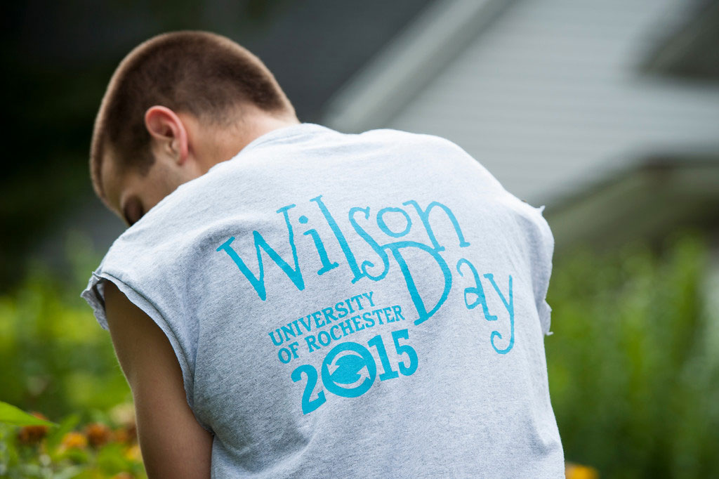 student wearing a t-shirt that says Wilson Day 2015