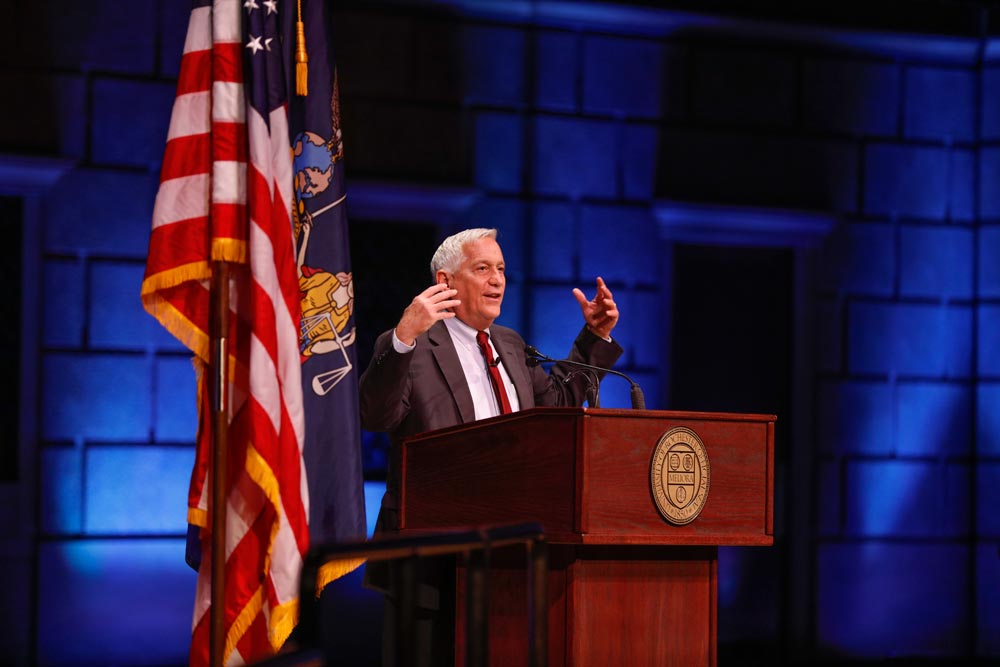 "Creativity is a team sport," keynote speaker Walter Isaacon told a full house at Kodak Hall. "Collaboration is a contact sport. You need to be around other people."