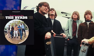 Feature image picture of the band The Byrds along with an image of the cover of their album
