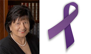 Feature image Tasneem Ismailji and purple ribbon