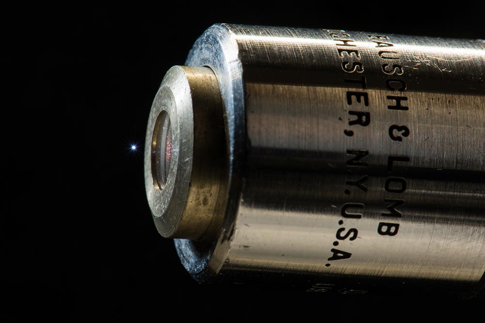 glowing object in front of laser
