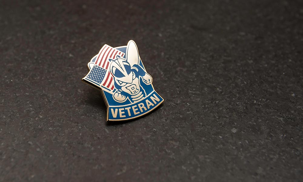 Feature image Rocky yellowjacket pin says VETERAN