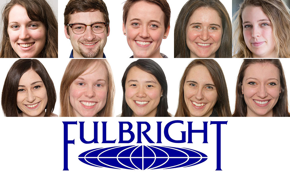 Feature image collage of Fulbright winners and Fulbright logo