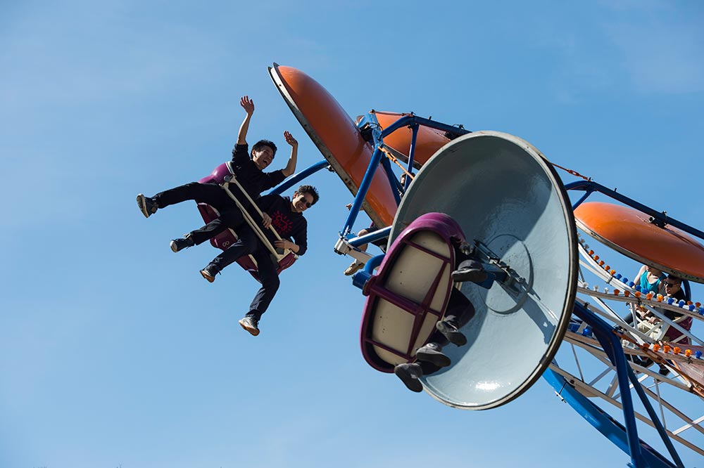 students on a carnival ride