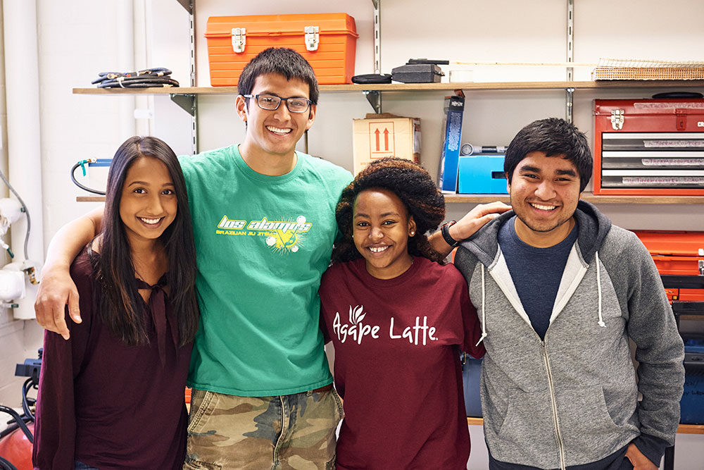 portrait of a team of four students