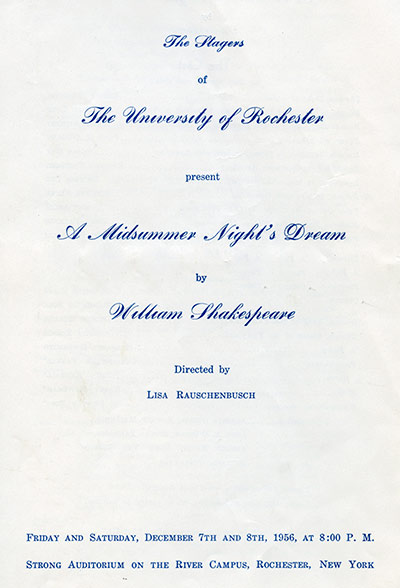A Midsummer Night's Dream program cover