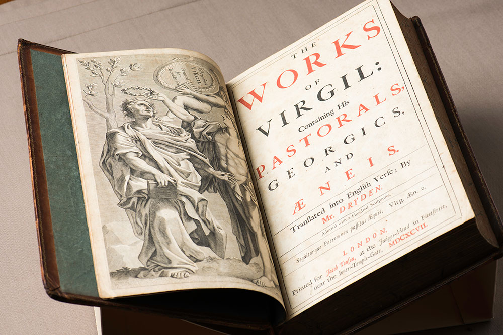 Open book The Works of Virgil
