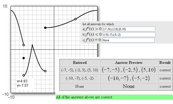 screenshot shows a math problem in WebWork with the green 